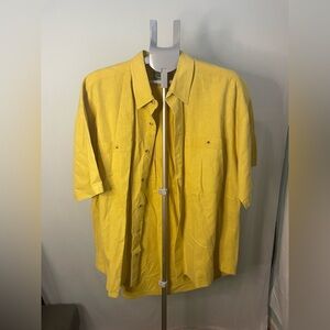 Arcadia Linen blend‎ Men's Yellow Button-Up Shirt Size XL